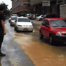 Taking a taxi to cross puddle prank