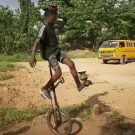 Unicycle balancing trick