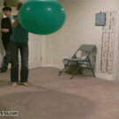 Jumping over exercise ball fail