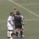 Soccer referee fakes injury