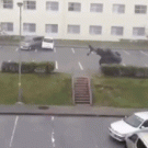 Typhoon blows car away