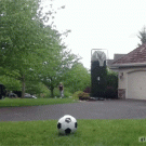 Soccer basketball roof trick shot