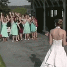 Bride bouquet toss fail