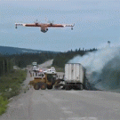 Water bomber puts out crash fire