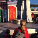 Elastic girl's face falls off when she trips and falls on stage 