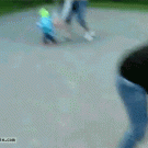 Dad catches baby while faceplanting