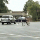 Biker rides into fence