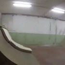 BMX rider knocks out ceiling lights