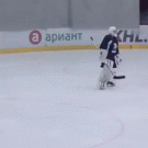 Hockey goalie does figure skating