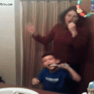 Mom and son teeth brushing dance