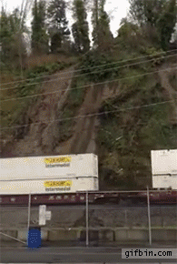 Landslide derails train