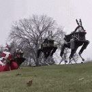 Boston Dynamics' robo-deers pulling a sleigh